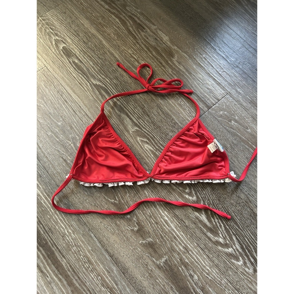 VTG Red Ruffle Bikini Top Sexy Y2K Beach Feminine Coquette USA Made - Picture 2 of 6